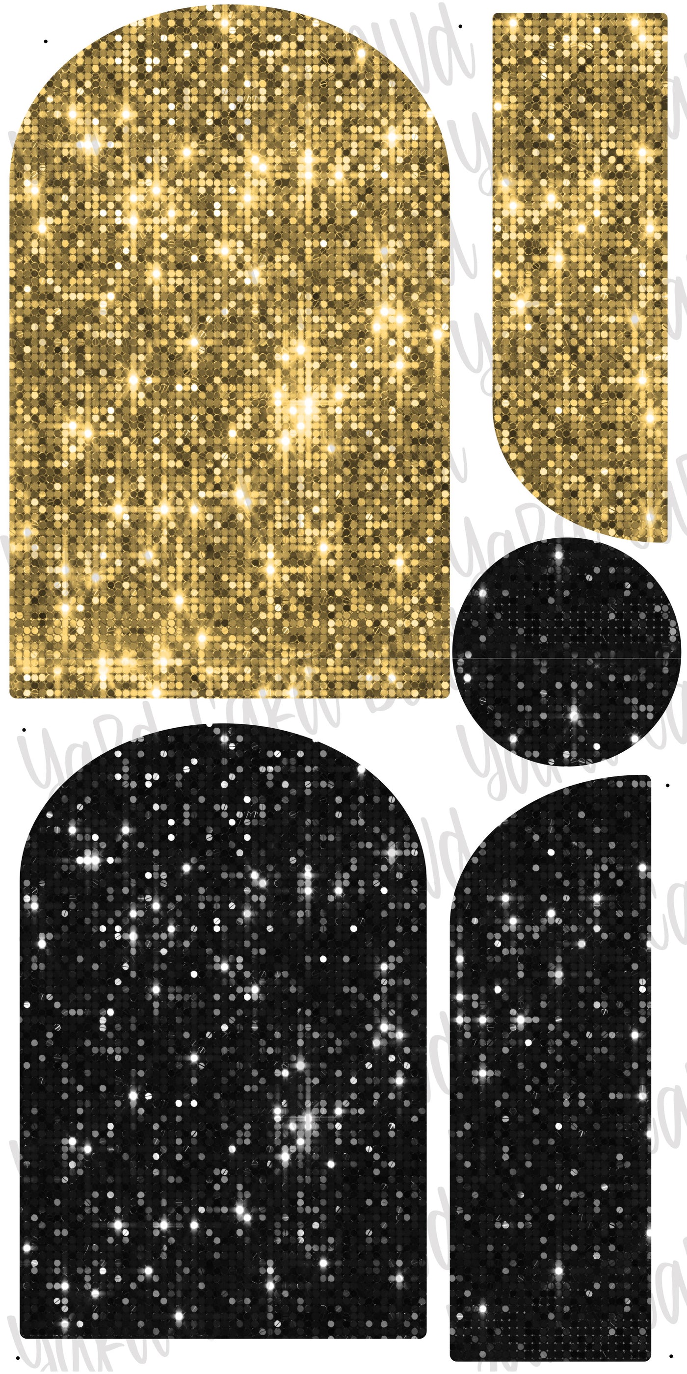 Background Panels in Gold and Black Sequin — Yard Card Blvd
