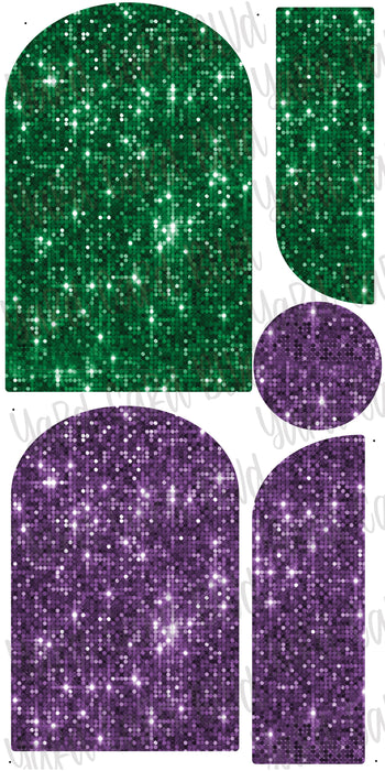 Background Panels in Green and Purple Sequin