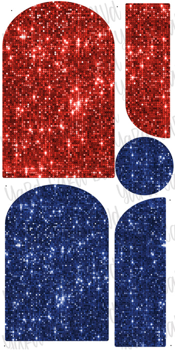 Background Panels in Red and Blue Sequin