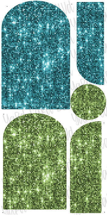 Background Panels in Teal and Lime Sequin