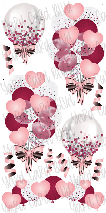 Balloon Clusters in Peach and Maroon
