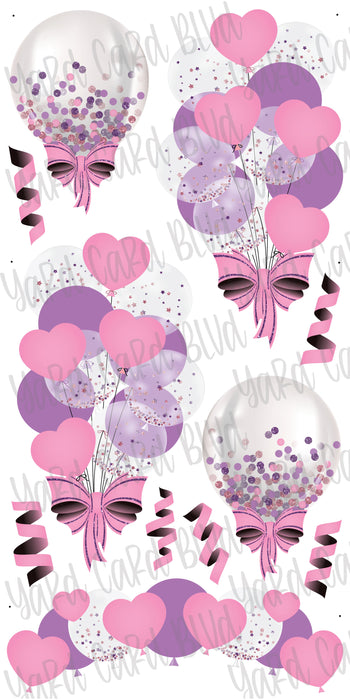 Balloon Clusters in Pink and Purple