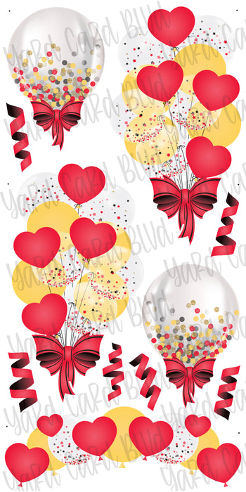 Balloon Clusters in Red, Yellow and Gold