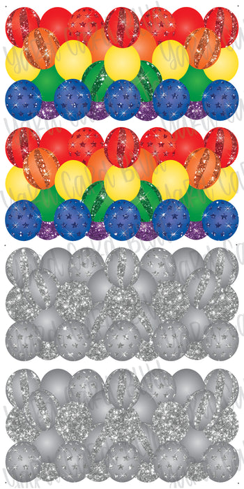 Balloon Panels in Rainbow and Silver