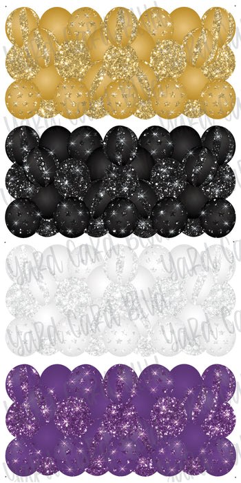 Balloon Panels in White, Purple, Gold, and Black