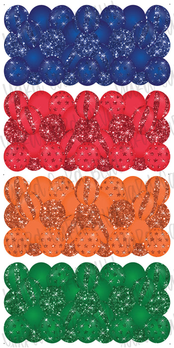 Balloon Panels in Orange, Red, Blue and Green