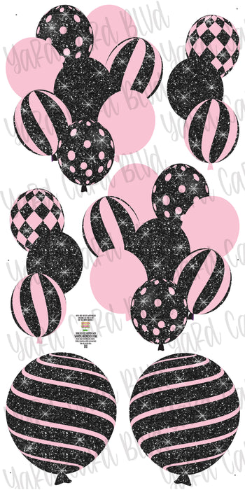 Balloon Bundles in Light Pink and Black Glitter