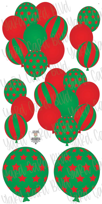 Balloon Bundles in Green and Red