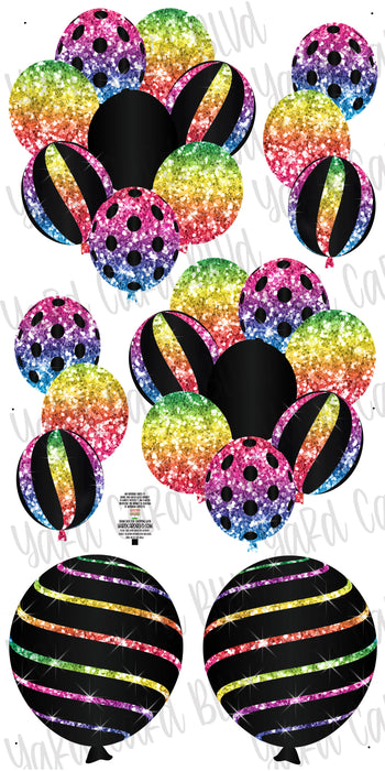 Balloon Bundles - Black with Rainbow Glitter