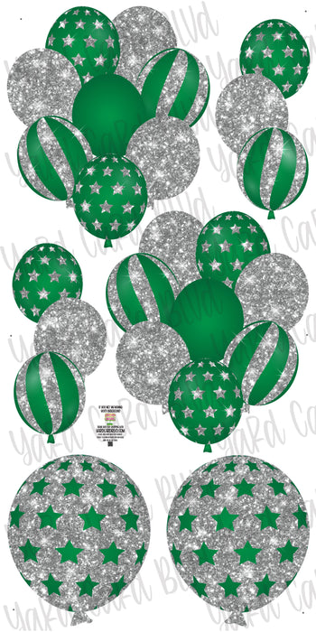 Balloon Bundles in Green and Silver Glitter