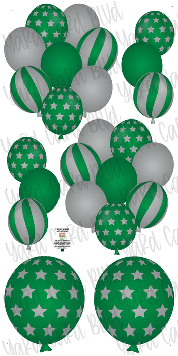 Balloon Bundles in Green and Silver
