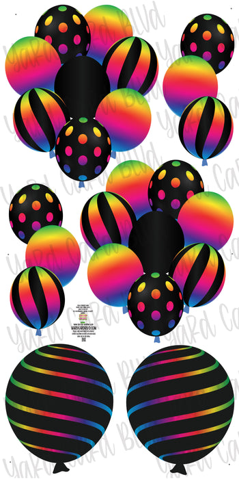 Balloon Bundles - Black with Bright Rainbow