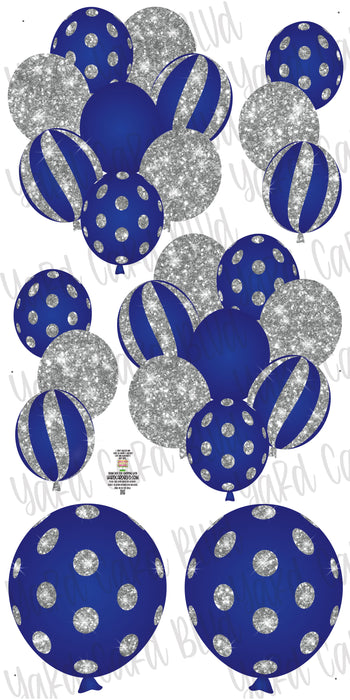 Balloon Bundles in Blue and Silver Glitter