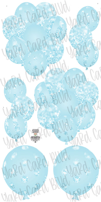 Balloon Bundles - Light Blue Bokeh Glitter