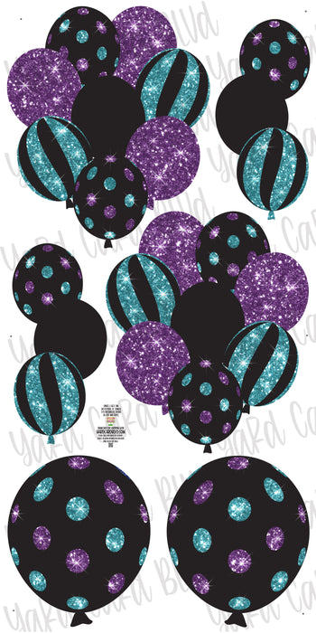 Balloon Bundles - Black, Purple and Teal