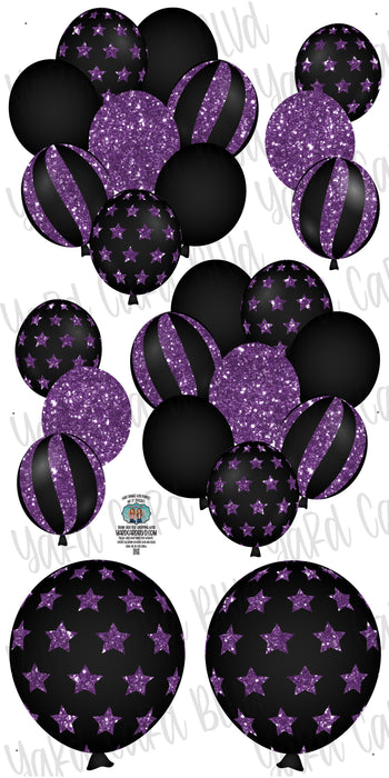 Balloon Bundles in Black and Purple