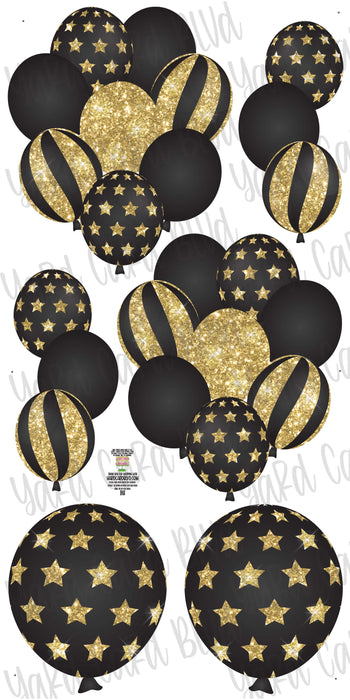 Balloon Bundles in Black and Gold Glitter