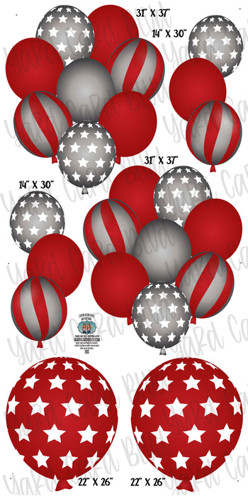 Balloon Bundles in Red and Silver