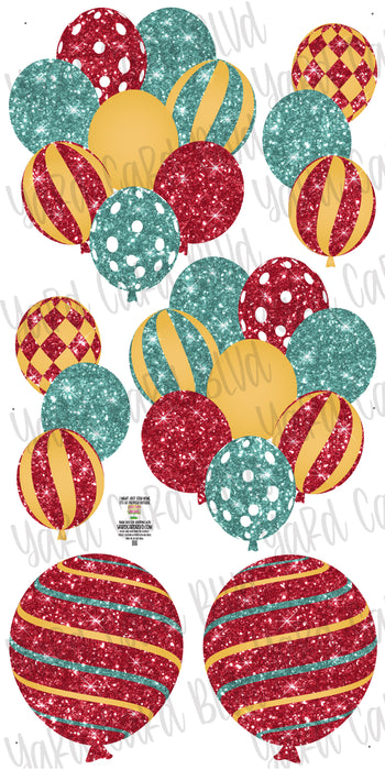 Balloon Bundles in Red Glitter, Turquoise Glitter and Mustard