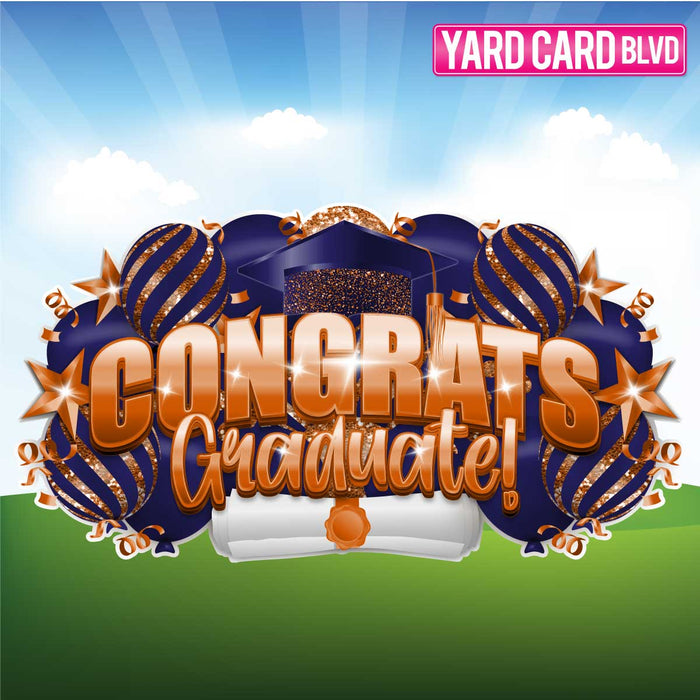 BLVD Billboard Congrats Graduate! -  Navy and Dark Orange