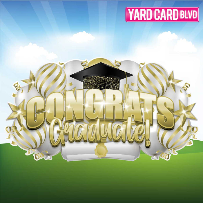 BLVD Billboard Congrats Graduate! -  White and Vegas Gold