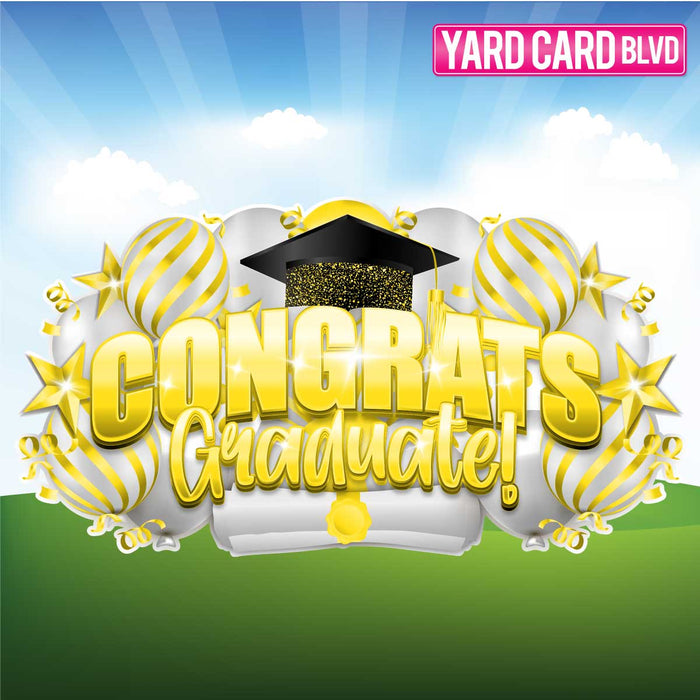 BLVD Billboard Congrats Graduate! -  White and Yellow