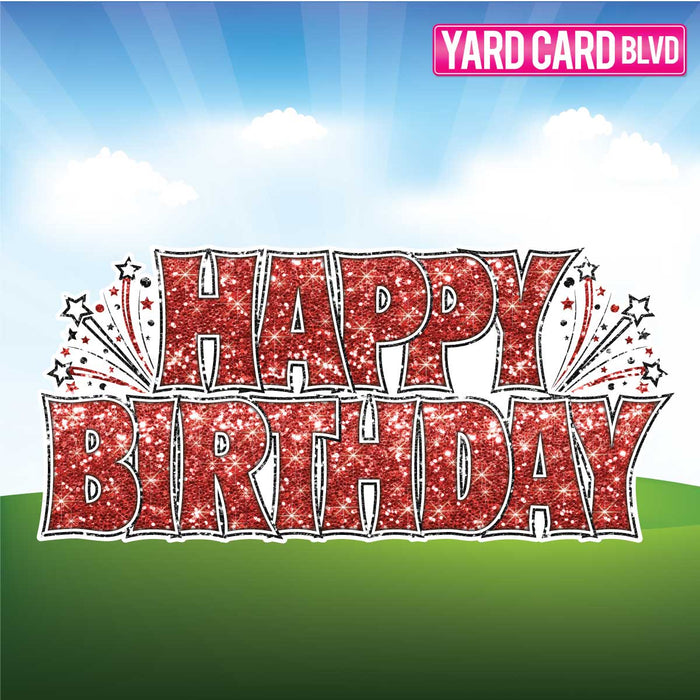 BLVD Billboard Happy Birthday - Red Glitter