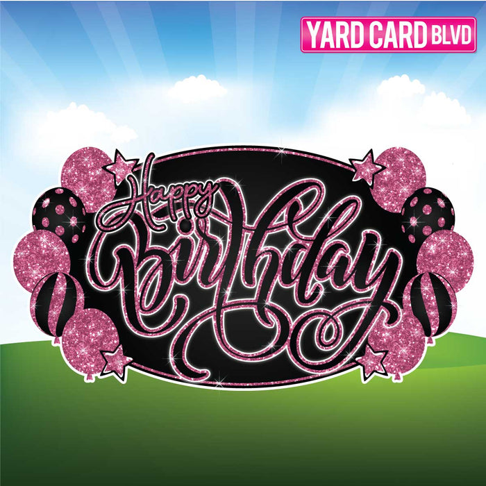 BLVD Billboard Happy Birthday Script - Hot Pink Glitter