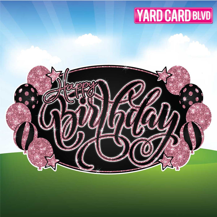 BLVD Billboard Happy Birthday Script - Pink Glitter