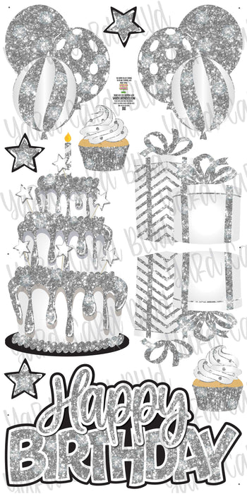 Birthday Cake Splash Set Light Silver Glitter