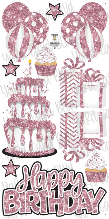Birthday Cake Splash Set Light Pink Glitter