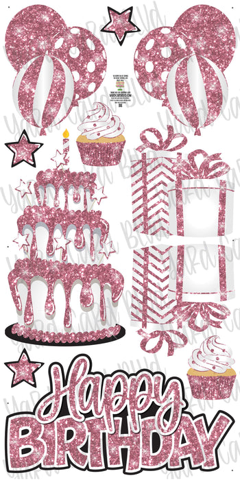 Birthday Cake Splash Set Pink Glitter