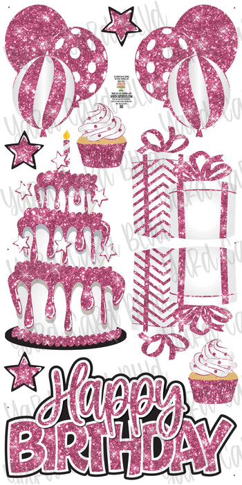 Birthday Cake Splash Set Hot Pink Glitter