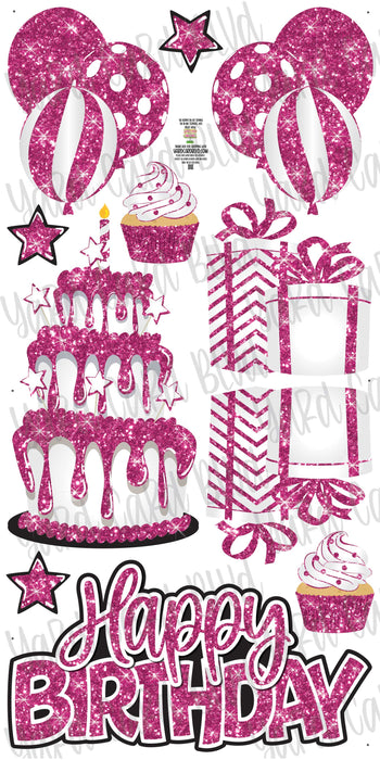 Birthday Cake Splash Set Neon Pink Glitter