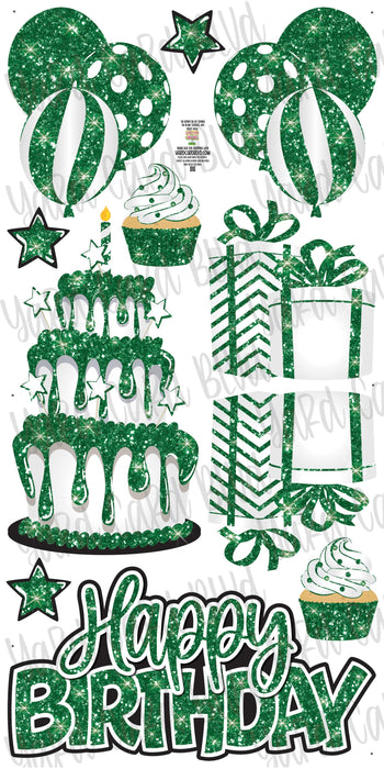 Birthday Cake Splash Set Green Glitter