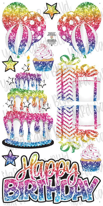 Birthday Cake Splash Set Rainbow Glitter