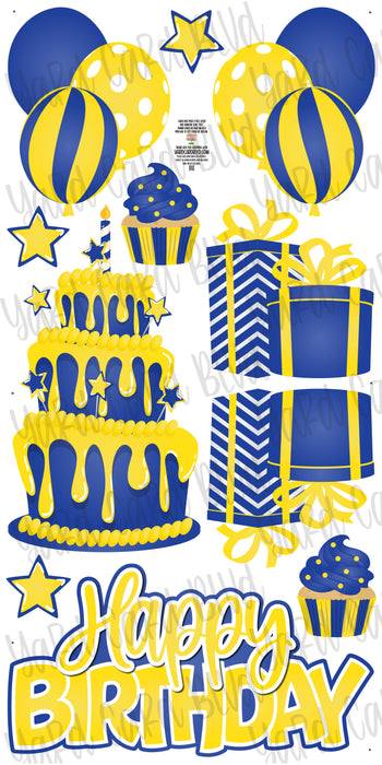 Birthday Cake Splash Set - Blue & Yellow