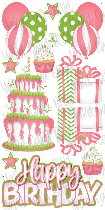 Birthday Cake Splash Set - Salmon Pink & Apple Green AKA