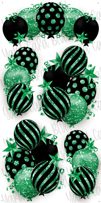 Celebrate Balloon Bundles - Black and Green Glitter