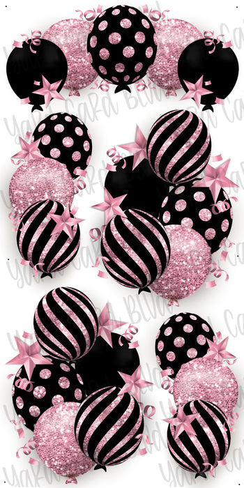 Celebrate Balloon Bundles - Black and Pink Glitter