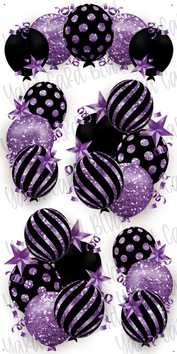 Celebrate Balloon Bundles - Black and Purple Glitter