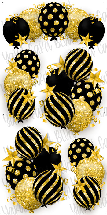 Celebrate Balloon Bundles - Black and Yellow Gold Glitter