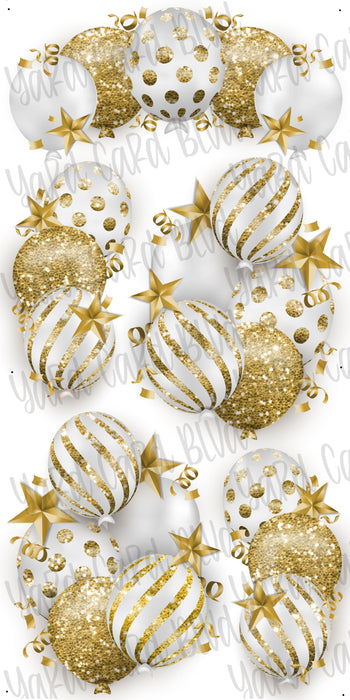 Celebrate Balloon Bundles - White and Gold Glitter