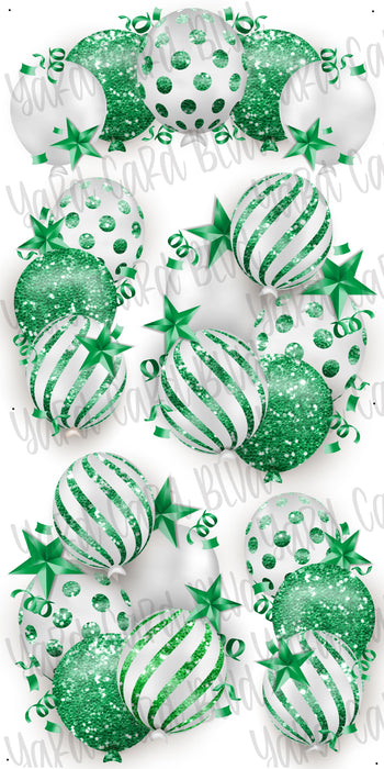 Celebrate Balloon Bundles - White and Green Glitter