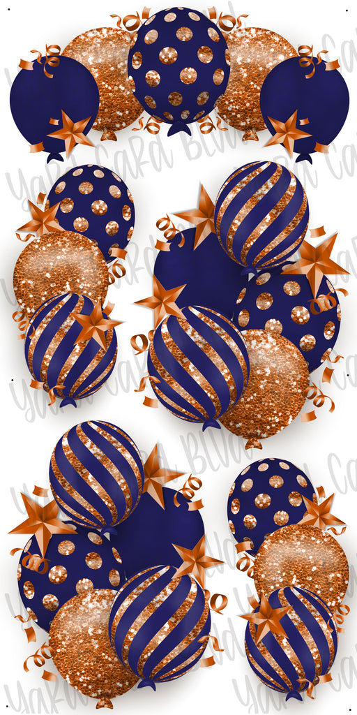 Store Navy & Orange Glitter Balloons Yard Cards (F301HS)