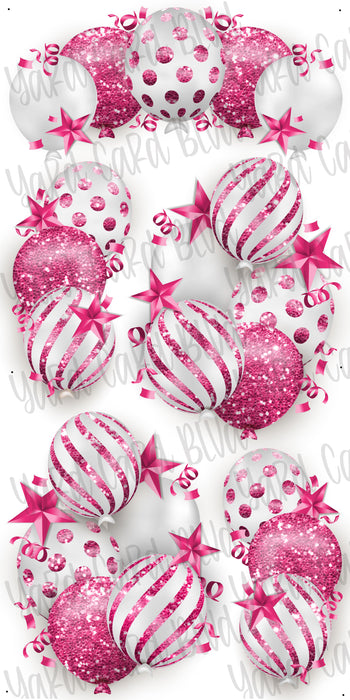 Celebrate Balloon Bundles - White and Neon Pink Glitter