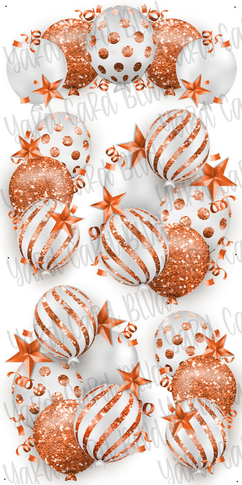 Celebrate Balloon Bundles - White and Orange Glitter