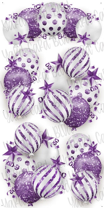 Celebrate Balloon Bundles - White and Purple Glitter