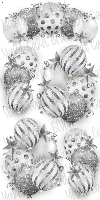 Celebrate Balloon Bundles - White and Silver Glitter