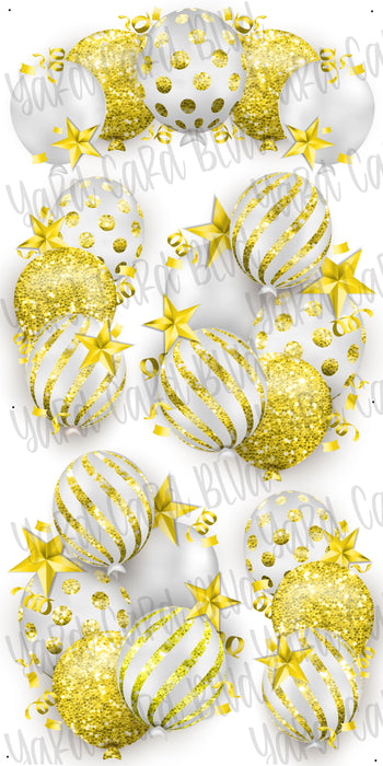 Celebrate Balloon Bundles - White and Yellow Glitter